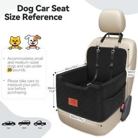 GL GLENSLAVE Dog Car Seat for Small/Medium Dogs Under 35lbs,Memory Foam Dog Booster Seats,Detachable and Washable Traval Pet Car Seat,Dogs Bed with 2 Safety Belts(Balck)
