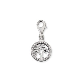 Engelsrufer Damen Charm Anhänger Tree of Life Lebensbaum silber aus Sterling Silber - besetzt mit 26 Zirkonia Steinen - Karabinerverschluss - nickelfrei