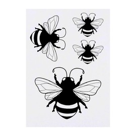 4 x 'Bumble Bee' Temporary Tattoos - Water Resistant, Skin-Safe, Non-Toxic Transfers, Mixed Sizes (TO00083456)