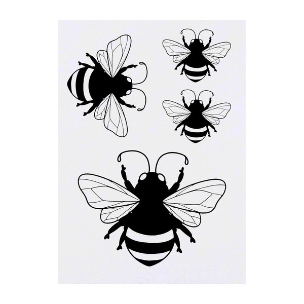 4 x 'Bumble Bee' Temporary Tattoos - Water Resistant, Skin-Safe,