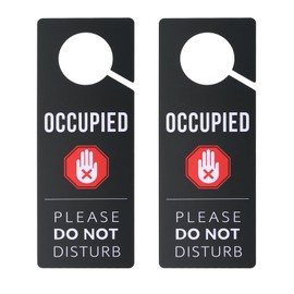 PATIKIL Do Not Disturb Door Hanger Sign, 2 Pcs PVC Double Sided Occupied Door Sign Decor for Office, Meeting, Session, Home, Recording, Grey, 9.3" x 3.5"