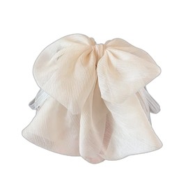 Elegant Bowknot Hair Claw, Chiffon, Silk Thread, Hair Clip, Large, Fluffy, Hair Ornament, Hair Claw, Lightweight, Commuting, Party, Gift, Women's, Gentle, White, Bowknot Hair Claw