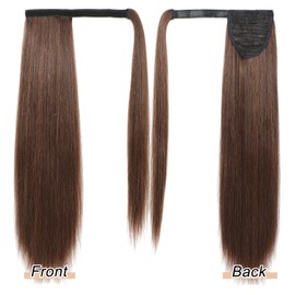 PARXITN Clip-In Ponytail Hairpiece, 50 cm, Long, Wavy Synthetic Hair Extension for Women, Chestnut Brown