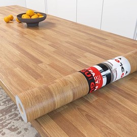 Decotalk Wood Contact Paper for Countertops - 17.7x400 inch Waterproof Contact Paper for Countertops Butcher Block Countertop Cover Peel and Stick Countertop Vinyl Wrap Renter Friendly Wood Wallpaper