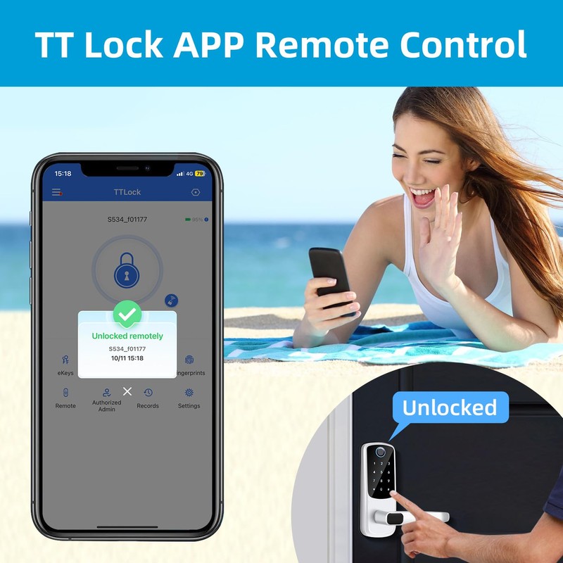 Smart Lock G2 WiFi Gateway,Keyless Entry Door Lock & TT