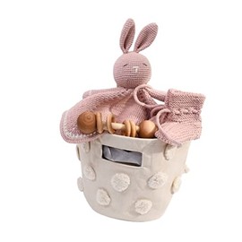 Heirloom Baby Girl Gift Basket - Dreaming of You - Handknit Bunny Lovey & Baby Booties