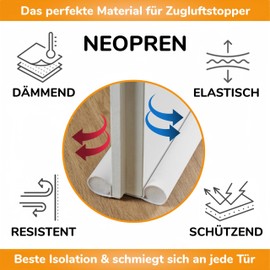 Lyvanas Draught Excluder for Doors, Set of 2, Test Winner, 90 cm Extra Tight Neoprene Door Draught Excluder for Energy Saving – Quiet & Beautiful Wind Stopper Door Washable & Cut to Size – Door Seal