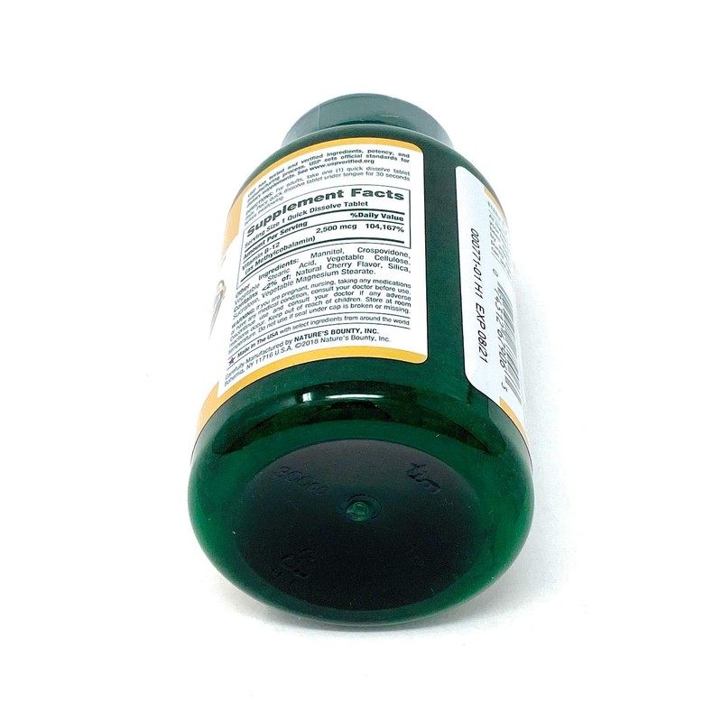 Nature's Bounty Vitamin B-12 2500 mcg, 300 Quick Dissolve Tablets