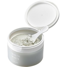 WHITH WHITE,Clay Mask with Spatula 100g - Pore Care, Exfoliation, Mud Mask with Ceramide, AHA Peeling, and Gentle Formula,3.53oz