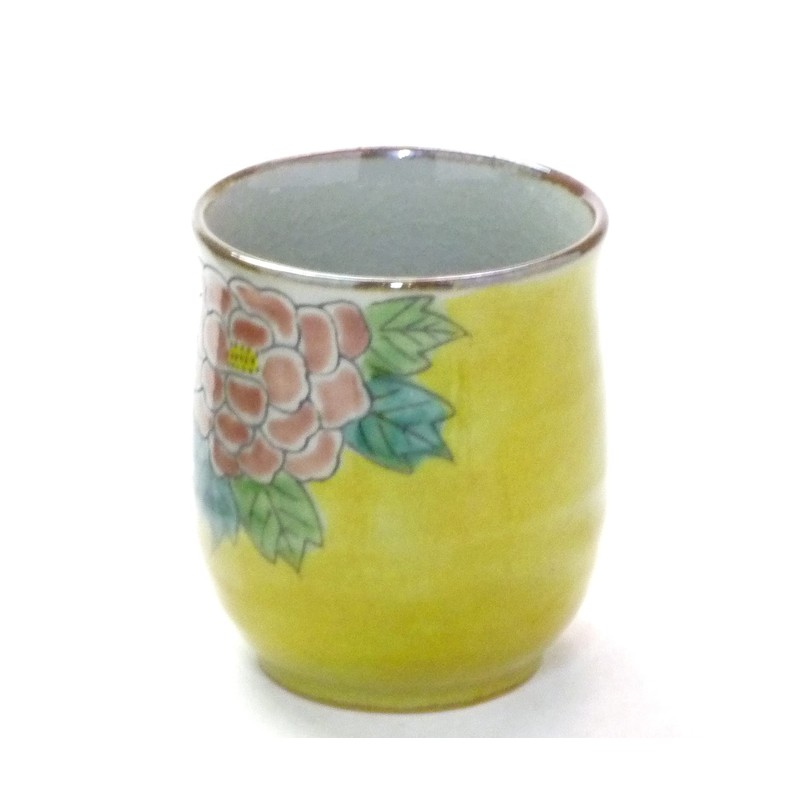 Kutani Ware [Drinking Cup] Small Dark Painted Peony [Back Picture]
