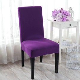 4 Pack Dining Chair Covers, Stretch Spandex Removable Washable Protector Chair Slipcovers for Dining Room Kitchen Hotel (Purple)