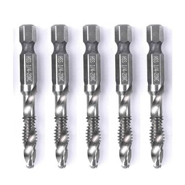 szgate 5PCS Combination Drill Tap Bit Set Screw Tapping Hex Shank HSS MetricImperial Plug Drill Bits Hand Tools 14-20NC