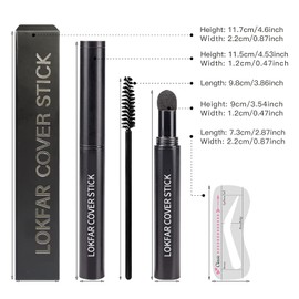 Eye-Brow Stamp Stencil Kit, Waterproof Brow Stamp Shaping Kit Eyebrow Definer, Eyebrow Filling Powder Stamp, Eye Brow Stamping Kit with 10 Eyebrow Stencils, 2 Eyebrow Brushes for Women (Gray Black)