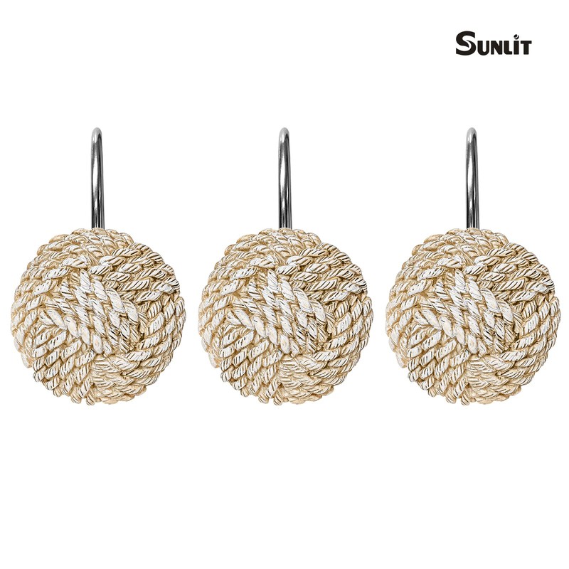 Sunlit Boho Knots Shower Curtain Hooks, Home Decorative Shower Curtain