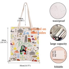 JNIAP Italy Tote Bag Italy Themed Gift Italian Souvenirs Grocery Shopping Bag Italy Lover Trip Gift Shoulder Handbag (Italy)