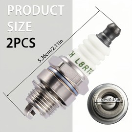 Laitejituan 2 pieces L8RTC spark plugs, universal spark plug for 2-stroke engine, lawn mower, spark plugs, replacement part for lawnmower, chainsaw, brush cutter, garden strimmer, trimmer