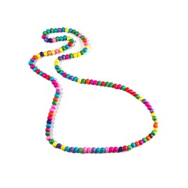 Ethnic Natural Wood Beads Necklace for Men Women Africa Wooden Chain Chunky Strand Necklace Statement Hip Hop Jewelry (colorful)