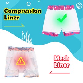 KAKU NANU Boys Swim Trunks Compression Liner Bathing Swimsuit Quick Dry Boxer Brief Beach Board Shorts with Pockets 3T (Green & Pink)