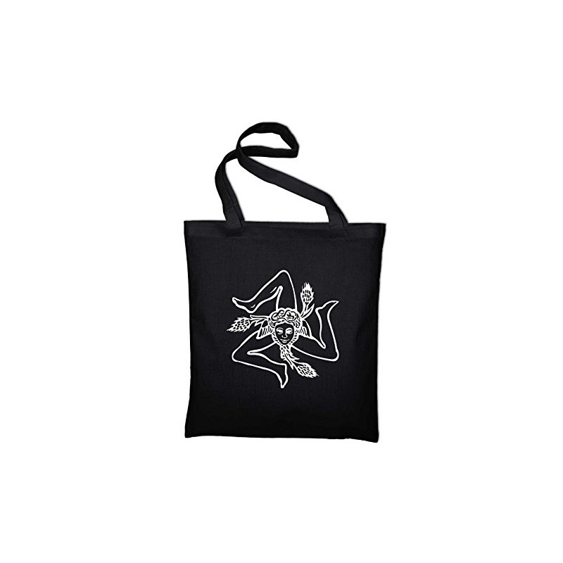 Styletex23 Sicily Crest Logo Jute Bag Cotton Bag, black