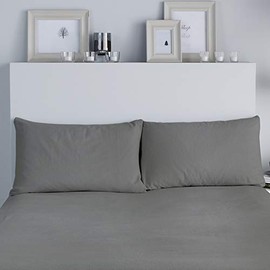 Fusion - Brushed Cotton Pillow Cases (50 x 75cm) - 2 Pieces - 100% Cotton - Brushed Cotton Bedding - Pillow Cases 2 Pack in Grey - Pillowcases Cotton - Charcoal Pillow Cases - Charcoal Grey Bedding
