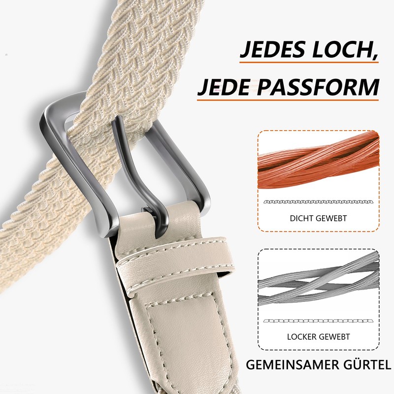 LAKIDAY Braided Fabric Belt Elastic Stretch Belt for Men and