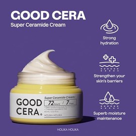 HOLIKA HOLIKA Good Cera Super Ceramide Cream | Crema facial calmante e hidratante para la piel | Crema de ceramida hidratante coreana para la cara | C