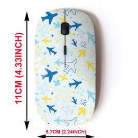 mouse inalámbrico de 2.4 G con bonito diseño de patrón para todos los portátiles y computadoras de computadora con nanoreceptor, aviones de color para niños