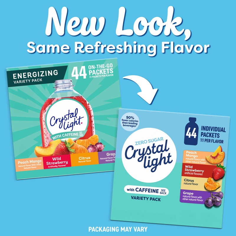 Crystal Light Energizing Drink Mix with Caffeine Variety Pack, 44