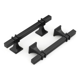 Haliwu 12 Pack 3-3/4 Inch Black Cabinet Pulls Matte Black Drawer Handles Square 2 Tone Hardware for Kitchen Cupboard
