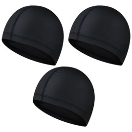 wilcractk Swimming Cap Children's Swimming Cap Made of Elastic Fabric in Black Breathable Swimming Cap for Women Men and Boys Suitable for Swimming Pool and Therme