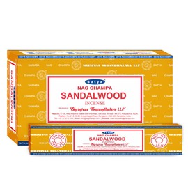 Satya Sandalwood Incense Sticks – 12 Box Value Pack – Hand-Rolled in India – Calming & Earthy Aroma