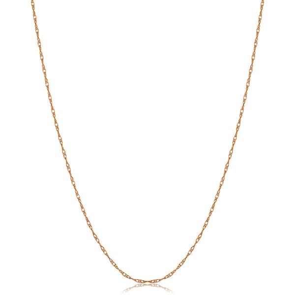 Kooljewelry 14k Rose Gold Rope Chain Pendant Necklace (0.8 mm,
