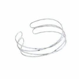 Caiyao Boho Upper Arm Bracelet Cuff Bangle for Women Layers Crossing Gold Silver Adjustable Armband fashion Jewelry-Silver B