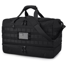 MOZETO Mens Travel Bag with Shoe Compartment, Tactical Inspired Carry On Weekender Duffle Bag, YKK Zippers Anti-Theft RFID Blocking Wet-Dry Separated Compartment Shoulder Strap