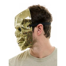 Masquerade Gold Skull Masquerade Mask for Men Women Day of the Dead Candy Skull Mask Mirror