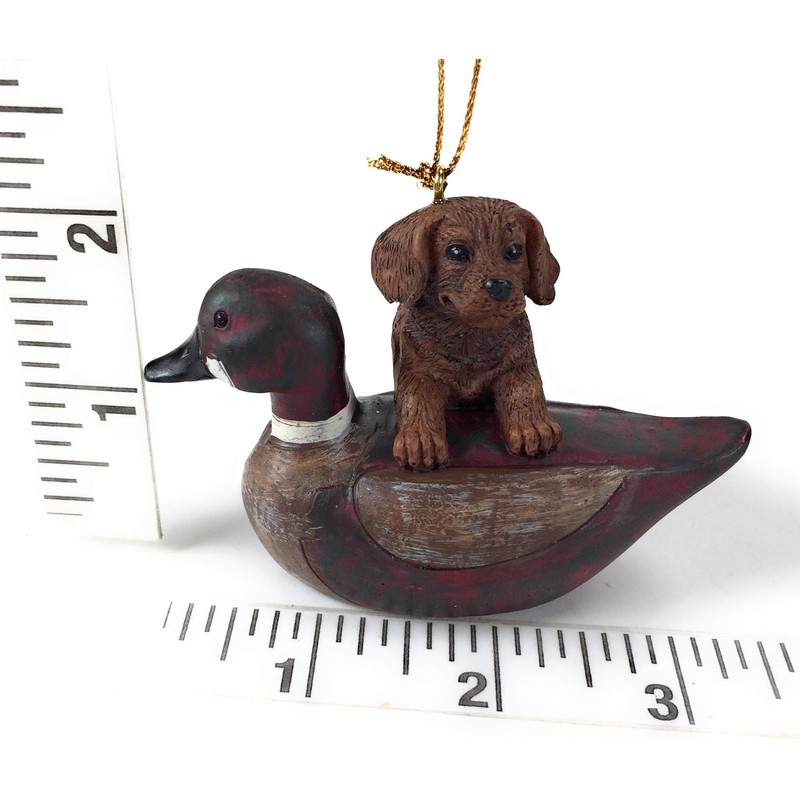 Kurt Adler Puppy W/Duck Decoy Ornament - 3 Assorted: Brown,