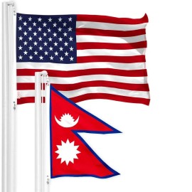UD_G128 Combo Pack: American USA Flag 3x5 Ft & Nepal Flag 3x5 Ft, Both Printed 150D Polyester, Indoor/Outdoor, Brass Grommets