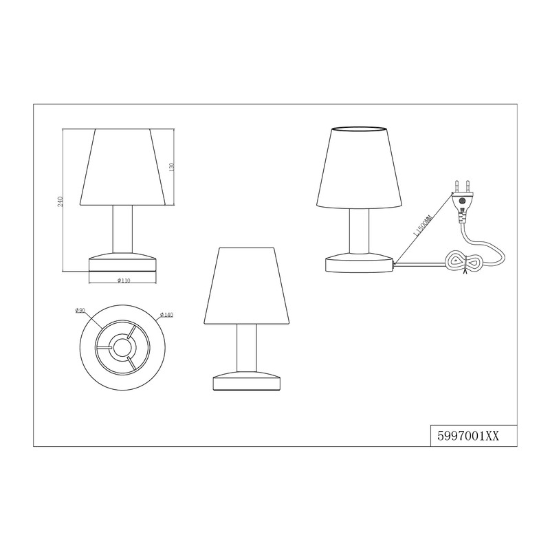 Trio Leuchten Mats II 599700101 Table Lamp Metal Nickel Matt