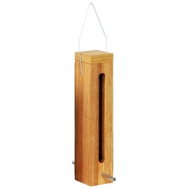 LUXUS-VOGELHAUS 46770e Futtersäule Gr. M - Vogelfutterspender aus Massivholz - Futterstation zum Hängen - Futterspender Eiche für Wildvögel - 5 x 5 x 23 cm - Natur