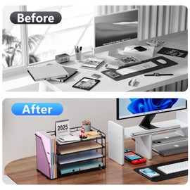 gianotter 4-Tier Paper Organizer With Magazine Holder, Desk Organizers and Accessories, Desk Accessories & Workspace Organizers, File Organizer for Office Supplies Storag (Black, 4-Tier)