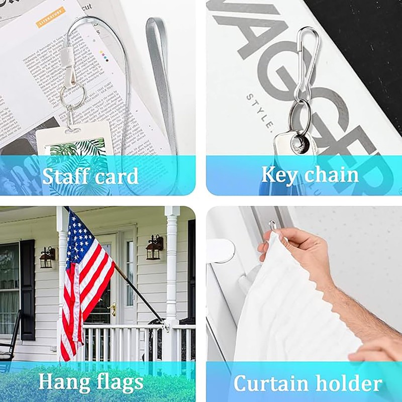 Bxian 100PCS 25mm Silver 304 Stainless Steel Metal Spring Hook