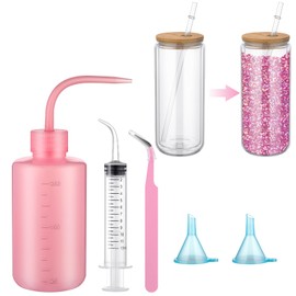 Teenyyou 5 Pcs Snow Globe Tumbler Supplies for Glitter Snow Globe DIY Contains Plastic Squeeze Bottle Small Funnel Tweezers Bent Syringe for Snow Globe Cup Making Supplies