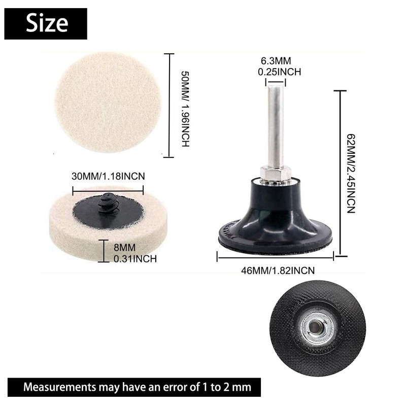 30 Pcs of 2" Commpressed Wool Fabric Qc Disc Polishing