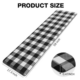MAYHMYO Anti Fatigue Kitchen Rug Kitchen Floor Mat Cushioned Black and White Buffalo Plaid Kitchen Rugs and Mats Non Skid Waterproof Kitchen Mats for Floor Laundry Office Sink, 17.3"x59"