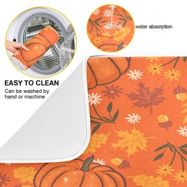 Alfombrilla de secado de platos de arce, de calabaza, 40,6 x 45,7 cm, absorbente, para cocina, secado rápido
