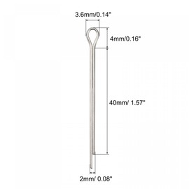 sourcing map Split Cotter Pin, 2mm x 40mm Stainless Steel Clip Fastener Fitting for Automotive, Mechanics, Silver Tone, 30Pcs