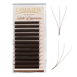 LASHVIEW W Lashes Extensions, 3D Premade Fans 0.07 D Curl 8-15mm Clover Lash Extensions W Shape Eyelash Extension Volume Premade W Lashes (3D 0.07 D 8-15mm Brown)
