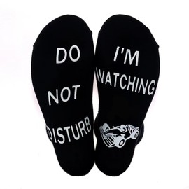 EYLEER Funny Novelty Do Not Disturb I'm Watching Car Racing Game Socks Birthday Father's Day Valentine's Day Christmas Gift for Men Teenager Husband Son Grandpa Boyfriend Car Racing Fan