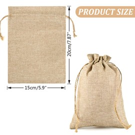 CLYPY Pack of 20 Jute Bags 15 x 20 cm, Fabric Bags with Drawstring, Jute Sack Christmas, Bags for Filling, Jute Sack, Gift Bags for Wedding Gift Christmas Flax Colours
