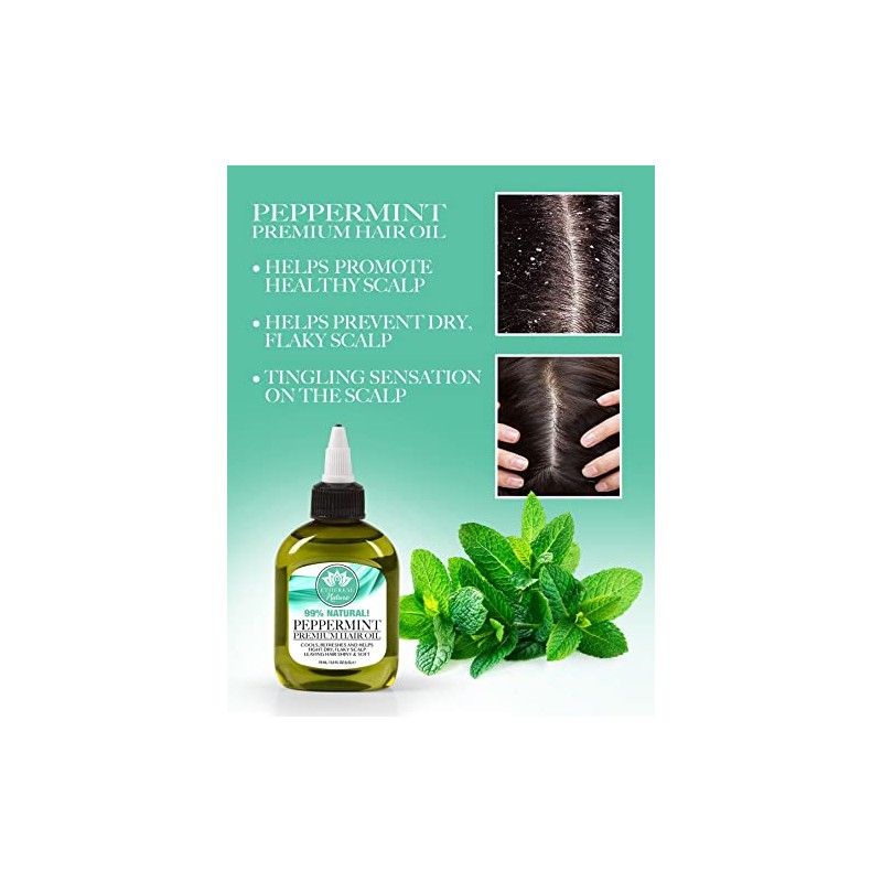 Ethereal Nature 99% Natural Hair Oil Blend with Peppermint, green,